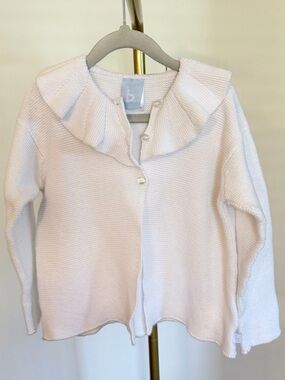 bella bliss White Knit Ruffle Collar Cardigan